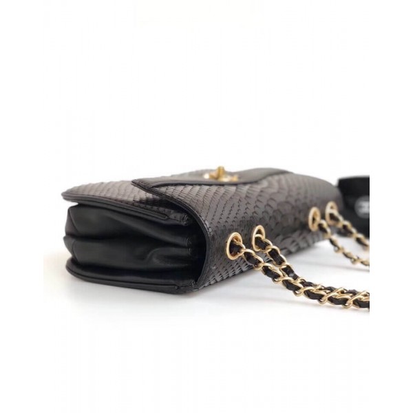 Chanel Python Leather Daily Companion Medium Flap Bag Black 2018 Collection