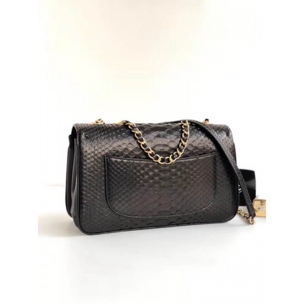 Chanel Python Leather Daily Companion Medium Flap Bag Black 2018 Collection