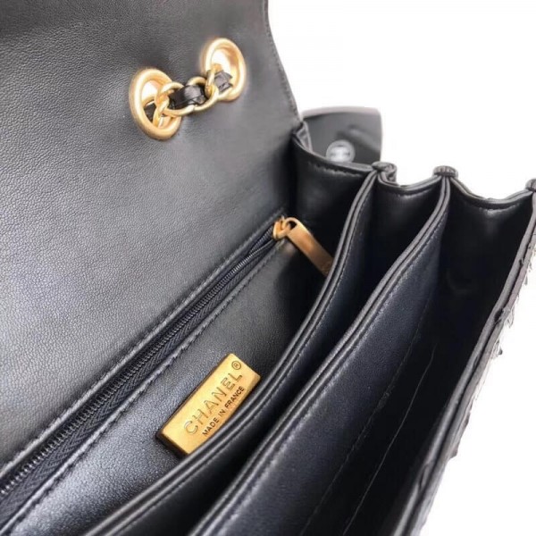 Chanel Python Leather Daily Companion Medium Flap Bag Black 2018 Collection