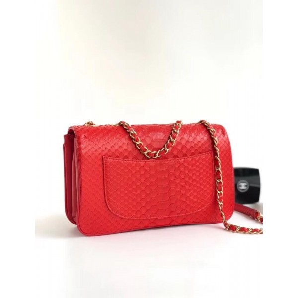 Chanel Python Leather Daily Companion Medium Flap Bag Red 2018 Collection