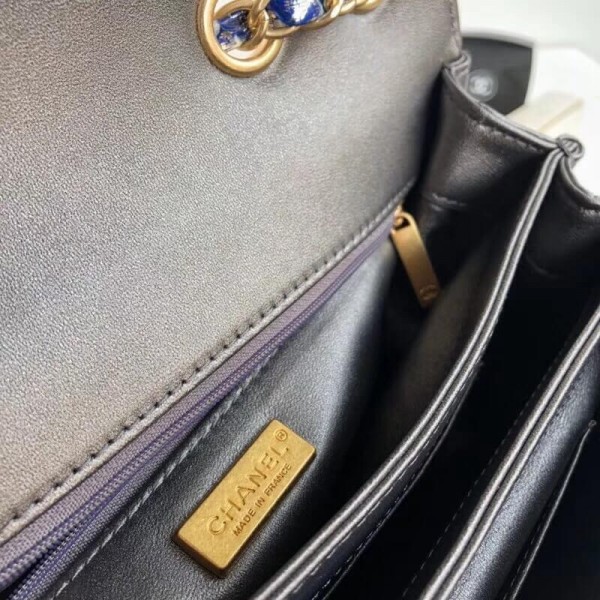 Chanel Python Leather Daily Companion Medium Flap Bag Black/Blue 2018 Collection