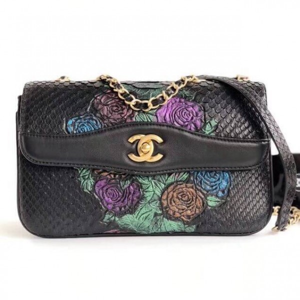 Chanel Python Leather Daily Companion Medium Flap Bag Multicolor Black 2018 Collection