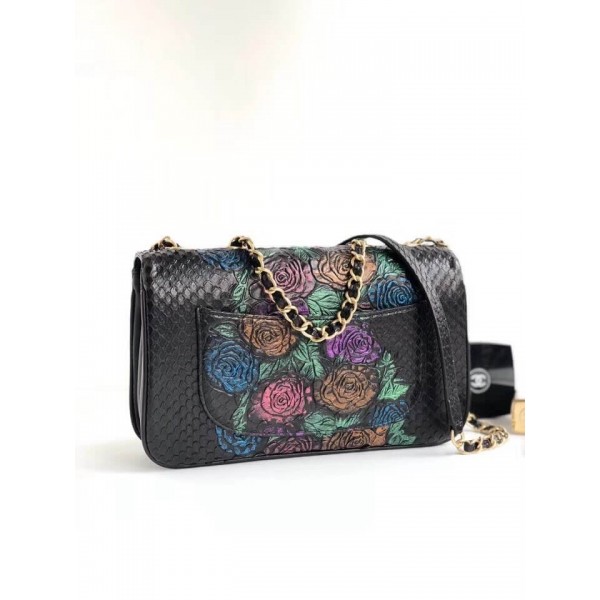 Chanel Python Leather Daily Companion Medium Flap Bag Multicolor Black 2018 Collection
