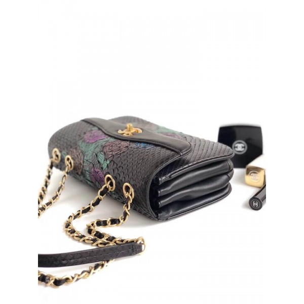 Chanel Python Leather Daily Companion Medium Flap Bag Multicolor Black 2018 Collection