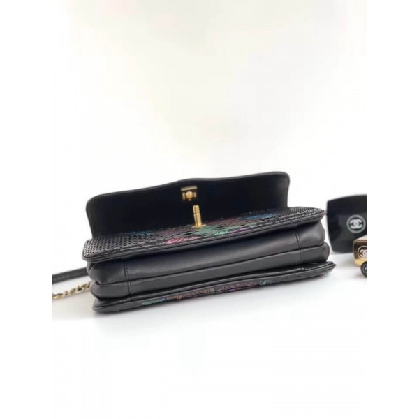 Chanel Python Leather Daily Companion Medium Flap Bag Multicolor Black 2018 Collection