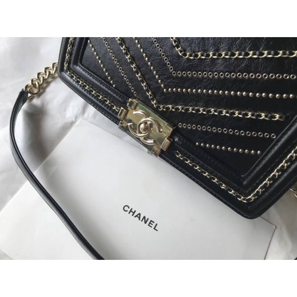Chanel Studs & Chain Calfskin Small Boy Chanel Bag 2018 Collection