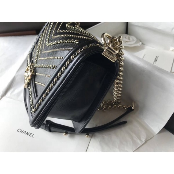 Chanel Studs & Chain Calfskin Small Boy Chanel Bag 2018 Collection