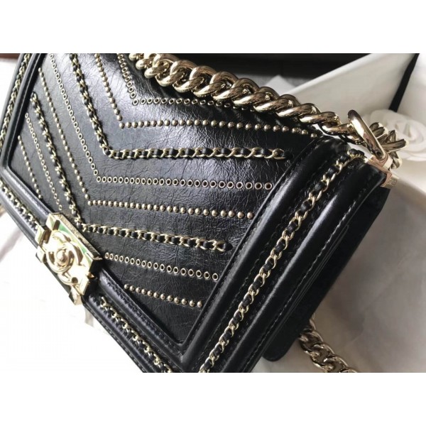 Chanel Studs & Chain Calfskin Small Boy Chanel Bag 2018 Collection