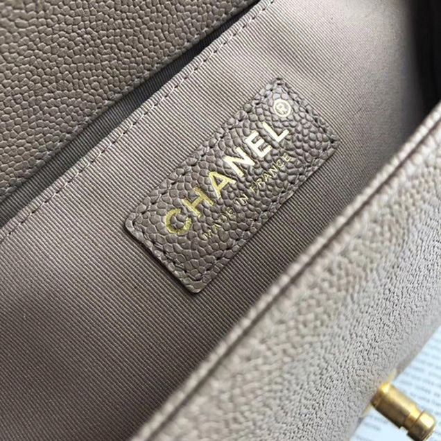Chanel Small Chevron Le Boy Flap Bag Beige Grained Calfskin Gold-Tone Metal