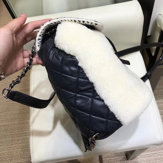 Chanel Backpacks A57580 Nylon Blended Fabrics Street Style Black Ecru