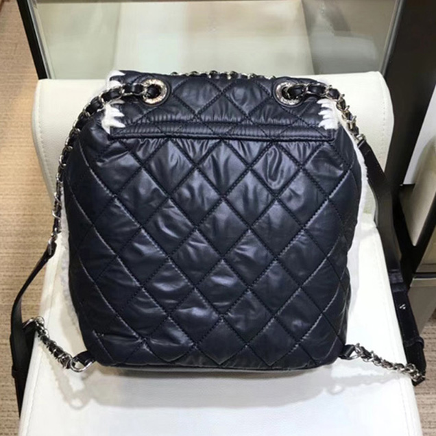 Chanel Backpacks A57580 Nylon Blended Fabrics Street Style Black Ecru