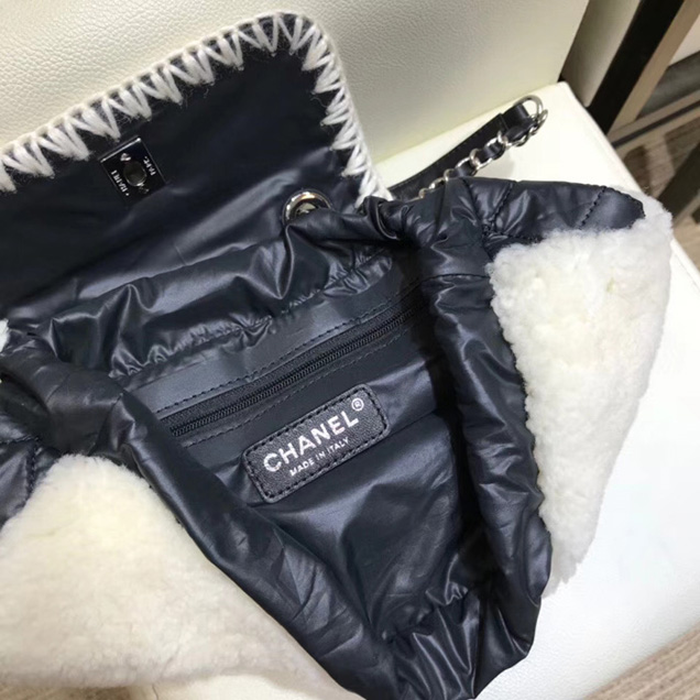 Chanel Backpacks A57580 Nylon Blended Fabrics Street Style Black Ecru