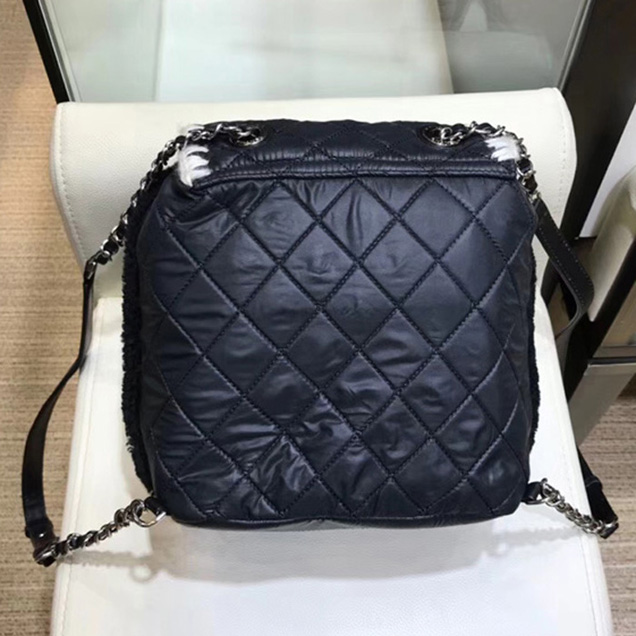 Chanel Backpacks A57580 Nylon Blended Fabrics Street Style Black Navy Blue