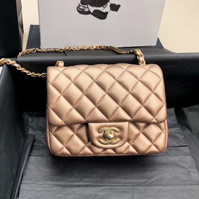 Chanel Mini Flap Bag A35200 Gold Lambskin Gold-Tone Metal