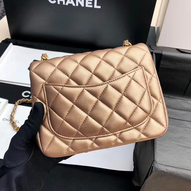 Chanel Mini Flap Bag A35200 Gold Lambskin Gold-Tone Metal