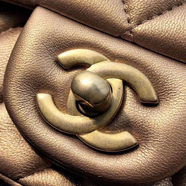 Chanel Mini Flap Bag A35200 Gold Lambskin Gold-Tone Metal