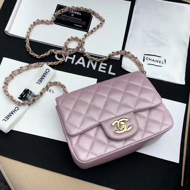 Chanel Mini Flap Bag A35200 Light Pink Lambskin Gold-Tone Metal