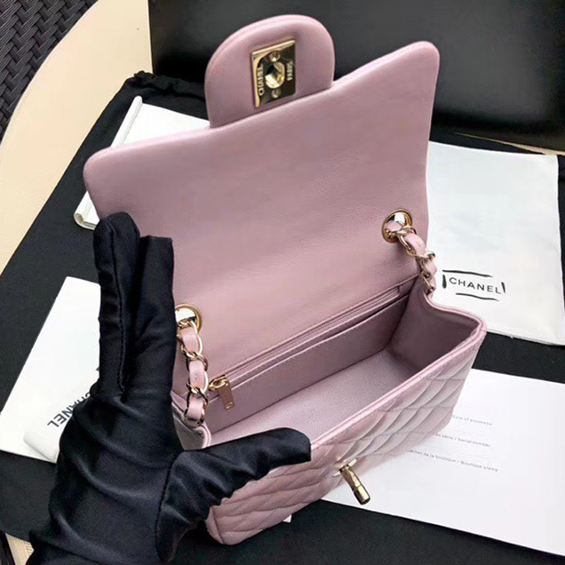 Chanel Mini Flap Bag A35200 Light Pink Lambskin Gold-Tone Metal