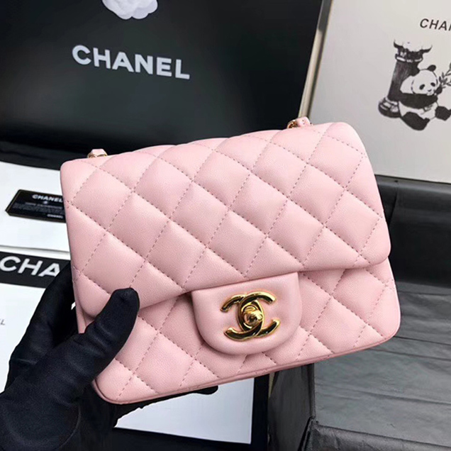 Chanel Mini Flap Bag A35200 Pink Lambskin Gold-Tone Metal