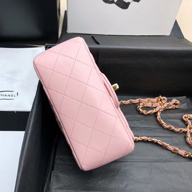 Chanel Mini Flap Bag A35200 Pink Lambskin Gold-Tone Metal