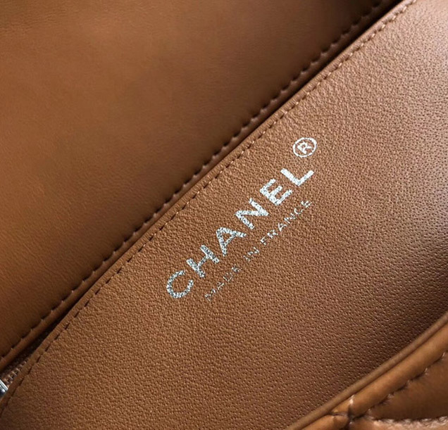 Chanel Mini Flap Bag A35200 Orange Lambskin Silver-Tone Metal