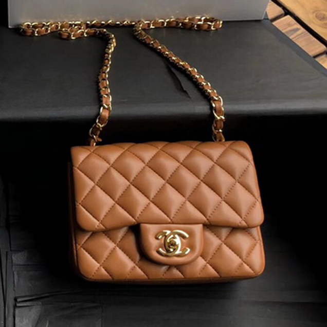 Chanel Mini Flap Bag A35200 Orange Lambskin Gold-Tone Metal