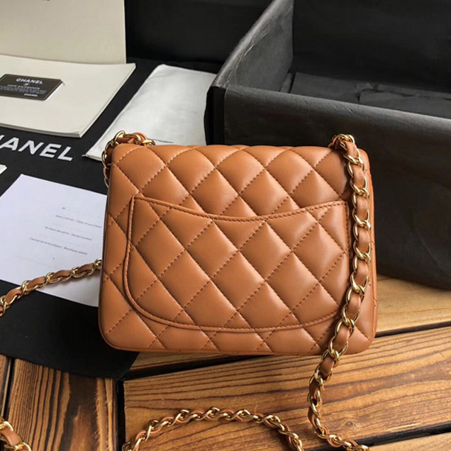 Chanel Mini Flap Bag A35200 Orange Lambskin Gold-Tone Metal