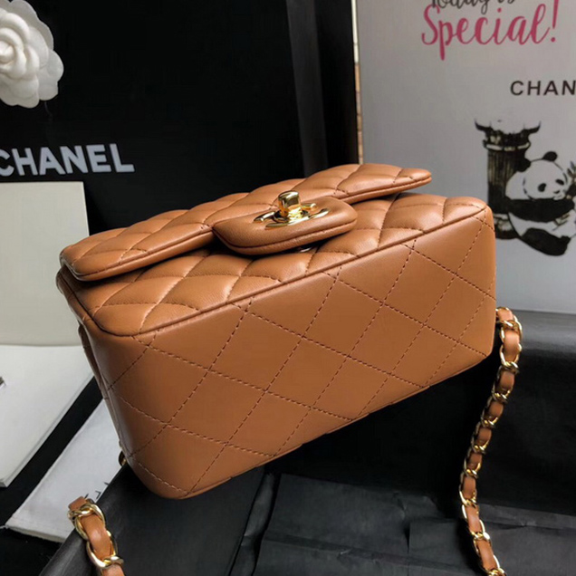 Chanel Mini Flap Bag A35200 Orange Lambskin Gold-Tone Metal