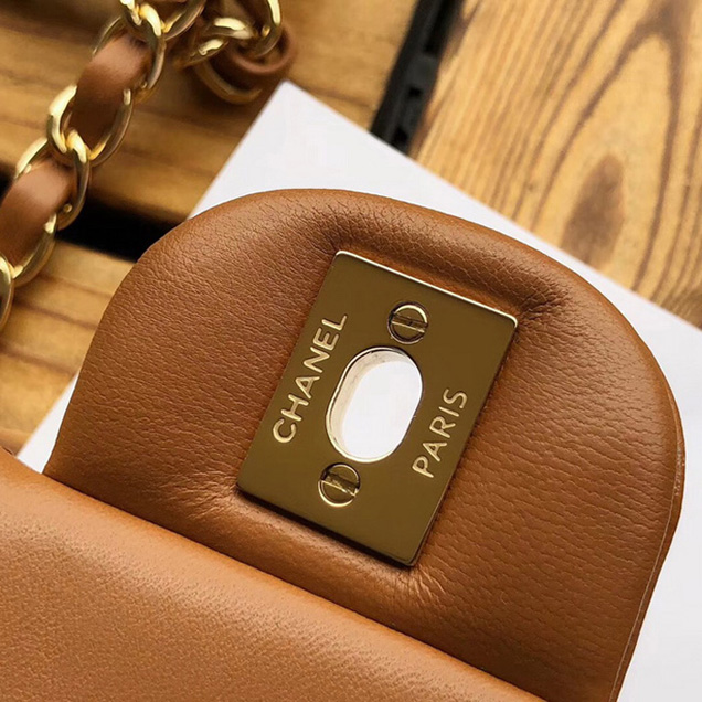 Chanel Mini Flap Bag A35200 Orange Lambskin Gold-Tone Metal