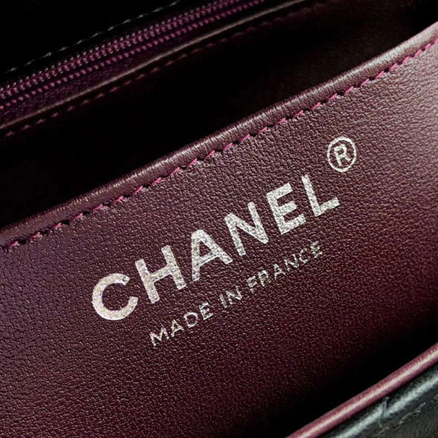 Chanel Mini Flap Bag A35200 Black Lambskin Silver-Tone Metal