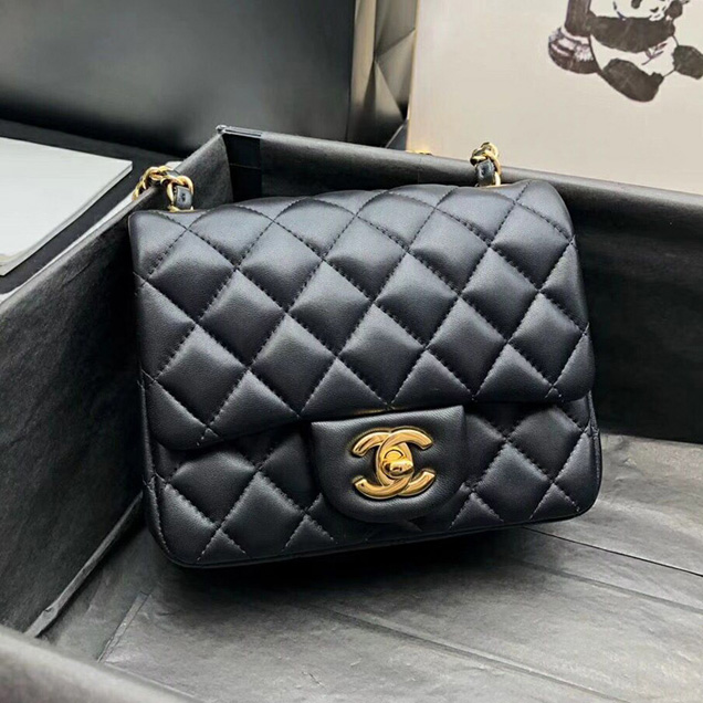 Chanel Mini Flap Bag A35200 Black Lambskin Gold-Tone Metal