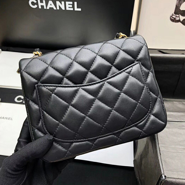 Chanel Mini Flap Bag A35200 Black Lambskin Gold-Tone Metal