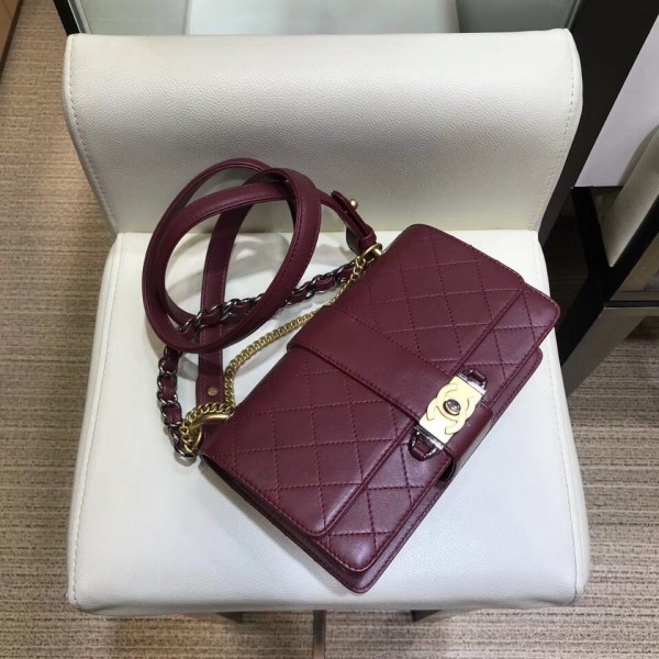Chanel Calfskin Small Flap Bag A57577 Burgundy 2018