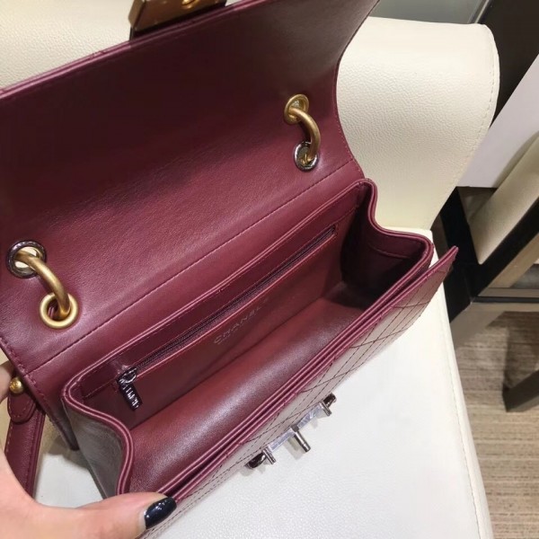 Chanel Calfskin Small Flap Bag A57577 Burgundy 2018
