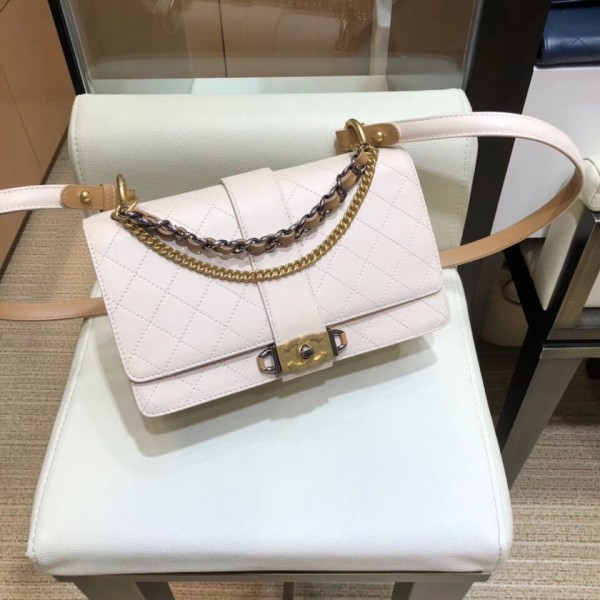 Chanel Calfskin Medium Flap Bag A57578 Beige 2018
