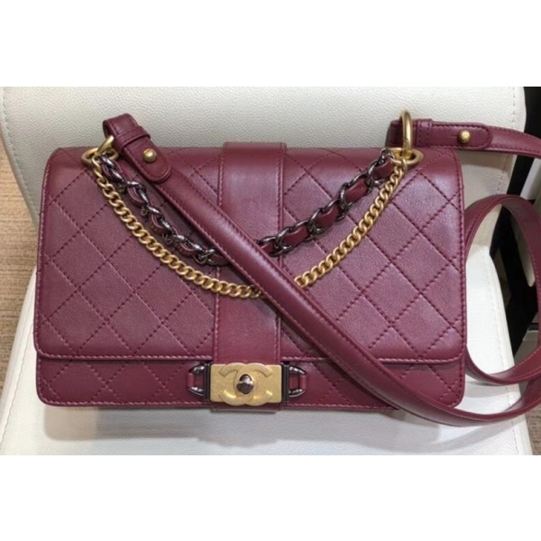 Chanel Calfskin Medium Flap Bag A57578 Burgundy 2018