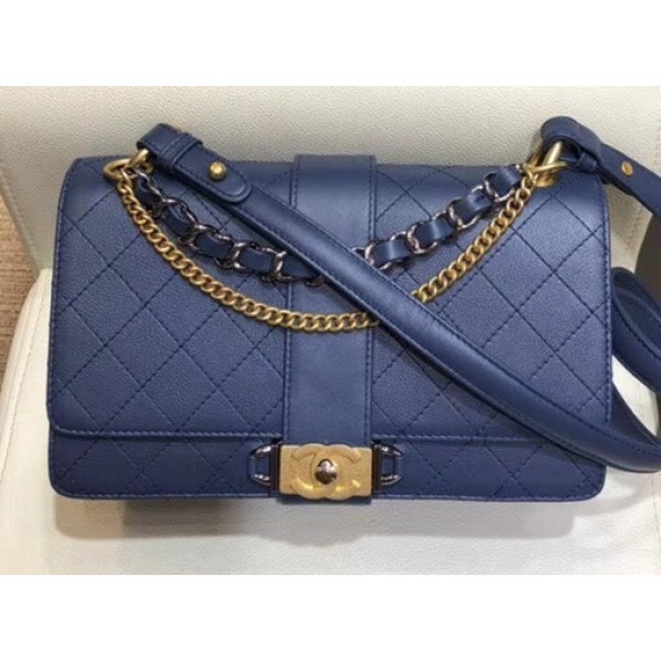 Chanel Calfskin Medium Flap Bag A57578 Blue 2018