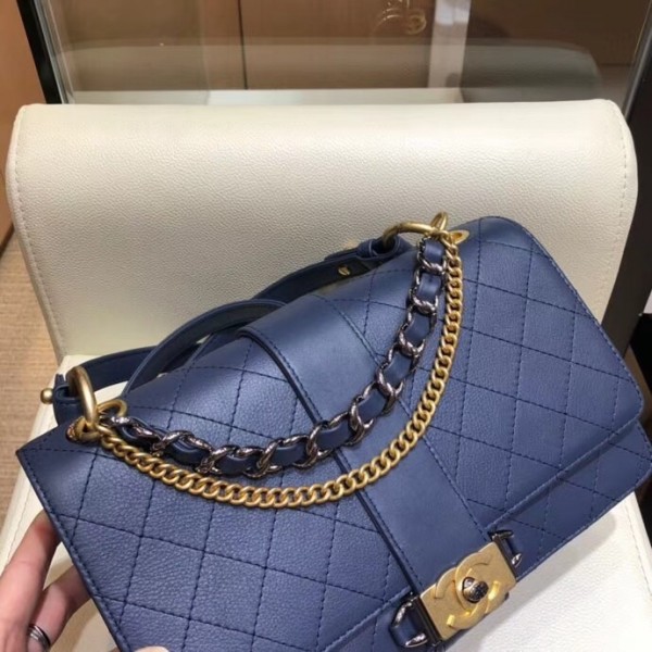 Chanel Calfskin Medium Flap Bag A57578 Blue 2018