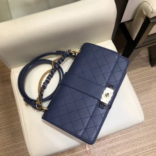Chanel Calfskin Medium Flap Bag A57578 Blue 2018