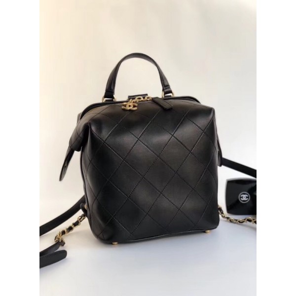 Chanel Lambskin and Gold-Tone Metal Backpack Small Bag A57558 Black 2018