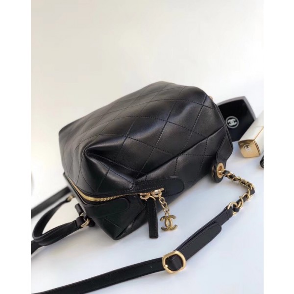 Chanel Lambskin and Gold-Tone Metal Backpack Small Bag A57558 Black 2018