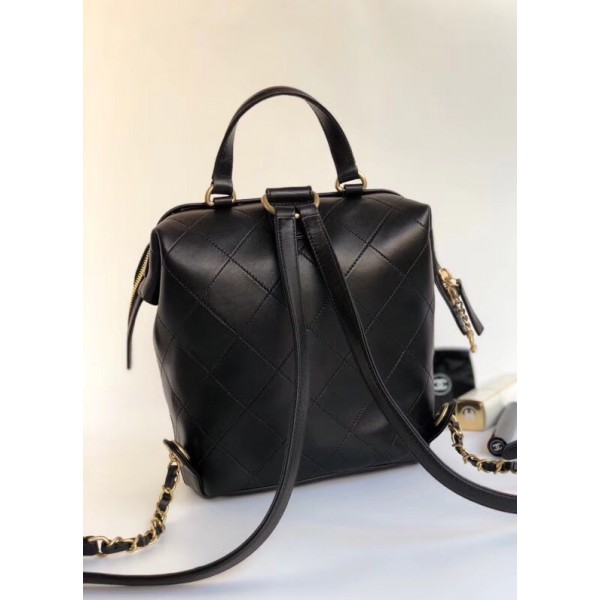 Chanel Lambskin and Gold-Tone Metal Backpack Small Bag A57558 Black 2018