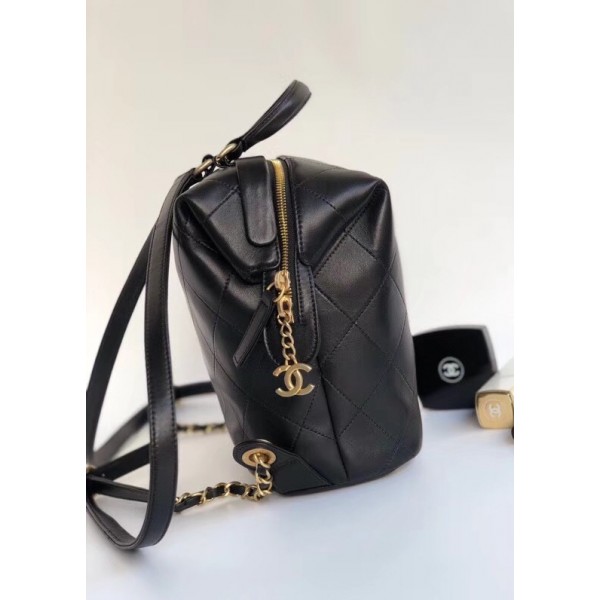 Chanel Lambskin and Gold-Tone Metal Backpack Small Bag A57558 Black 2018