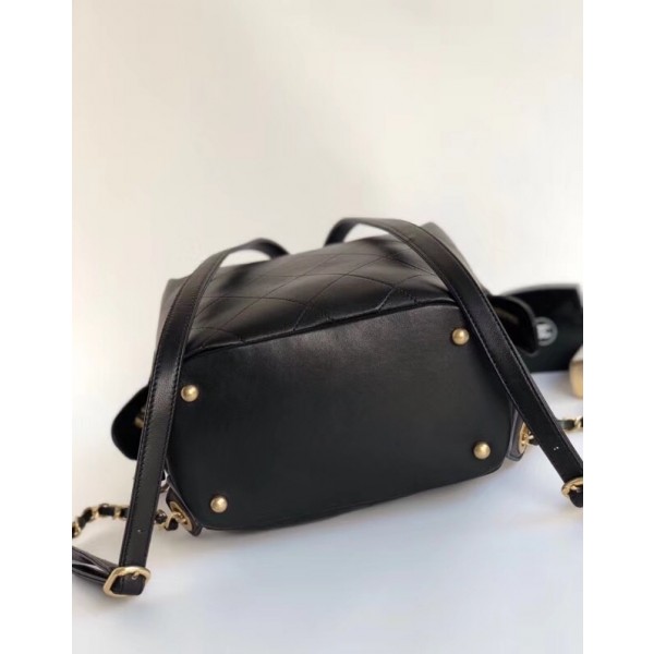 Chanel Lambskin and Gold-Tone Metal Backpack Small Bag A57558 Black 2018