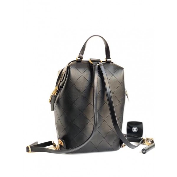 Chanel Lambskin and Gold-Tone Metal Backpack Large Bag A57558 Black 2018