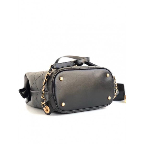 Chanel Lambskin and Gold-Tone Metal Backpack Large Bag A57558 Black 2018