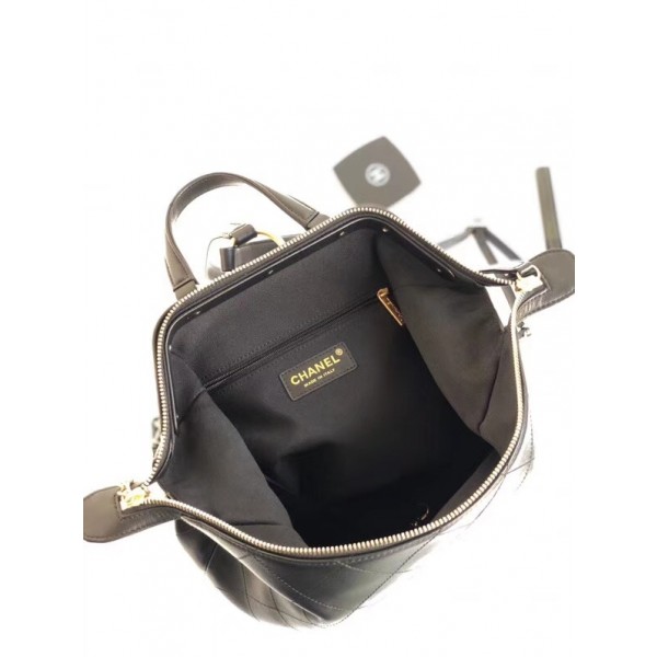 Chanel Lambskin and Gold-Tone Metal Backpack Large Bag A57558 Black 2018