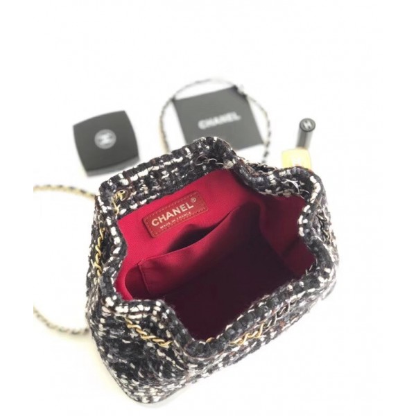 Chanel Tweed/Calfskin Gabrielle Backpack Bag A94485 Black/White 2018