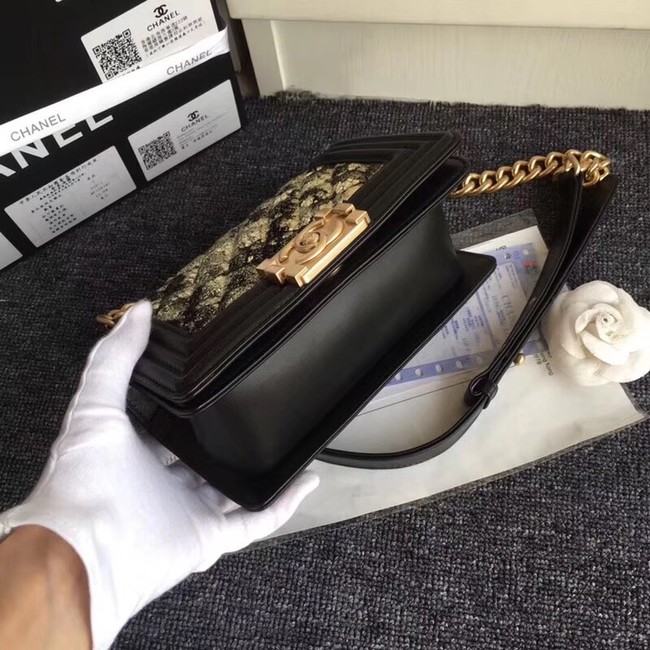 CHANEL Handbag Small BOY Original A67085 Gold-Tone Metal 