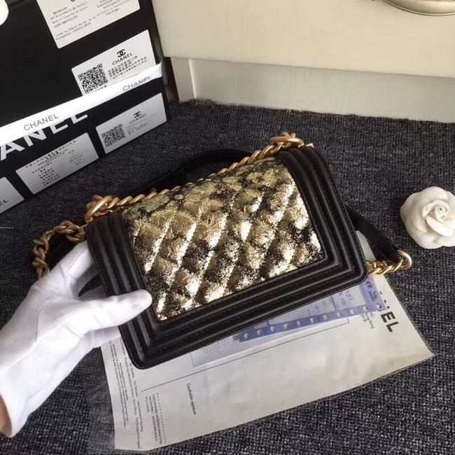 CHANEL Handbag Small BOY Original A67085 Gold-Tone Metal 